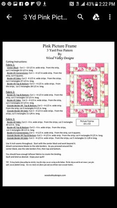 the pink picture frame quilt pattern is shown in this screenshoter's screen shot