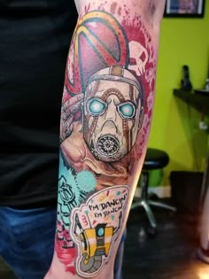 Gamer Tattoo Sleeve, Claptrap Tattoo, Video Game Tattoo Sleeve, Video Game Tattoo Ideas, Game Tattoo Ideas, Playstation Tattoo, Game Tattoo, Video Game Tattoos