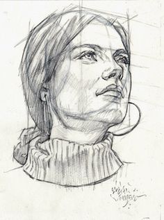 a pencil drawing of a woman's face