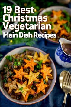 the cover of 19 best christmas vegetarian main dish recipes, including beef and starfish