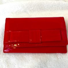 Classic Tri-Fold Ladies Wallet, Red Patent Leather, Id Window, 5 Credit Cards, Checkbook, Cash. Superficial Mars And Creases As Is The Nature Of Patent Leather But Nothing Noticeable, See Photos Carefully. Glad To Answer Your Questions Ahead Of Purchase. Red Formal Bag With Card Slots, Red Clutch Wallet For Formal Occasions, Red Formal Clutch Wallet, Red Evening Wallet, Red Bifold Evening Bag, Red Formal Clutch With Card Slots, Elegant Red Clutch Wallet, Red Bifold Clutch With Card Slots, Red Evening Wallet With Card Slots