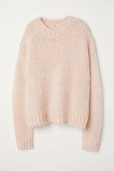 Knit Mohair-blend Sweater - Powder pink - | H&M US 5 Vestidos Sport, Pink Lady, Mohair Sweater, Light Turquoise, Fashion Design Clothes, Powder Pink, Cute Sweaters, Style Outfits, Autumn Winter Fashion