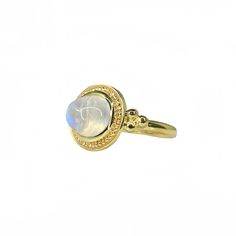 14K Yellow Gold Ring size = 6.75 Yellow Gold Open Ring With Moonstone, Formal Gold Moonstone Ring In 14k Gold, Classic Rings With Halo And Round Stone, Formal Gold Moonstone Ring, Heirloom 14k Gold Crystal Open Ring, Heirloom 14k Gold Cluster Ring With Halo, Heirloom 14k Gold Halo Cluster Ring, Heirloom Yellow Gold Cluster Ring With Halo, Heirloom Halo Cluster Ring In 14k Gold