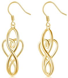 PRICES MAY VARY. Quality: 14K Gold Plated Over Solid Sterling Silver w/ 925 stamp. Size 24x11mm . Tarnish resistant .Comfort Fit Design. Comes with a Eco Friendly Cotton bag. STUNNING DESIGN: If you like to create an impression, then a pair of gorgeous 14K Gold Plated sterling silver earrings for women are just the accessory you need. These beautiful pieces come with a Celtic Knot effect that turns these classic earrings into works of art. Pair them up with a range of outfits for that instant so Gold Earrings For Women, Classic Earrings, Fine Jewellery Earrings, 925 Sterling Silver Earrings, Celtic Knot, Gold Studs, Earrings Silver, Cotton Bag, Gold Plated Sterling Silver