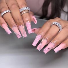 PRICES MAY VARY. ❀Press on Nails Long - Easy to wear and unloading, made by harmless ABS material, not easy to chip or break or fade, wouldn't hurt your nails. ❀Fake Nails with Nail Glue - Package with 24 pcs fake nails, 24 gel stickers,1 wet and dry alcohol packs,1 glue on nails,1 wooden stick and 1 nail file., suitable for different size of nails. Come with Glue. If you did not receive the glue, please let us know. ❀Glue on Nails - Luxury Customization With sparkling rhinestone and crystal dia Sophisticated Manicure, Ballet Nails, Fake Nails Designs, Nagel Tips, Manicure Diy, Coffin Press On Nails, Flower Nail Designs, Pink Nail, Acrylic Nails Coffin