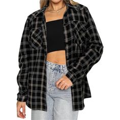 *Featurethis Plaid Flannel Shirt Is Made Of 98% Cotton 2% Spandex, Super Soft And Comfortable. Button Front Closure, V-Neck, Two Chest Flap Pockets, Roll Up Long Sleeve, Curved Hem, Slim Fit. *Casual & Formalclassic And Versatile, This Flannel Shirt, Can Be Worn With Crop Tops, Jeans, Shorts And Sneaker For A Leisure Look, Or With Bodycon Dresses, Wrapped Skirt And Heels, Boots For A Street Style, Or Regular Wear For A Crisp And Smart Business Look. *All Seasons And Occasions Suitable This Butto Black Long Sleeve Flannel Shirt For Fall, Black Shirt For Fall, Black Collared Flannel Shirt For Winter, Black Flannel Shirt For Work, Black Winter Flannel Shirt With Button Closure, Black Button-up Tops For Fall, Black Collared Flannel Shirt With Buttons, Black Collared Flannel Shirt, Black Long Sleeve Flannel Shirt With Button Closure