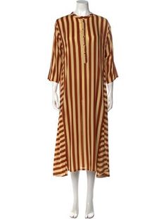 Natalie Martin Tent DressBrownStripedThree-Quarter Sleeve with Crew NeckButton Closure at FrontDesigner Fit: Dresses by Natalie Martin are typically designed for an oversize fit. Oversized Brown Dresses For Daywear, Oversized Brown Dress For Daywear, Brown Oversized Dress For Daywear, Brown Buttoned Shirt Dress For Daywear, Brown Shirt Dress With Buttons For Daywear, Brown Button-up Shirt Dress For Daywear, Natalie Martin, Long Striped Dress, Quarter Sleeve