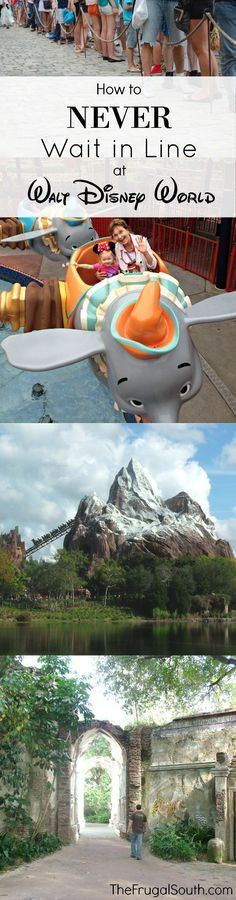 disney world with the words how to never wait in line and what to do when you're there