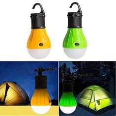 three different types of camping lights