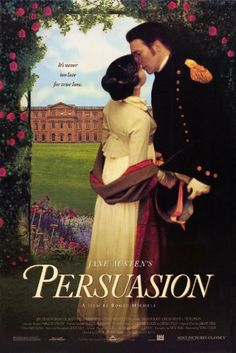 a movie poster for persuasion with an image of a man and woman kissing