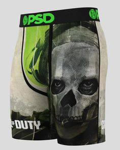 New from Call of Duty x PSD. The Ghost briefs include our ultra-comfortable Signature Waist Band, a breathable Micro Mesh pouch, and four-way stretch. The PSD 7" Standard Length Briefs won’t roll or ride and were built for everything, from everyday wear to your toughest workouts. | Men's Call Of Duty - Ghost Underwear, Size 2XL - PSD Sporty Green Bottoms Multi-pack, Sporty Green Multi-pack Bottoms, Multi-pack Nylon Sports Bottoms, Call Of Duty Ghosts, Call Of Duty, Ghost