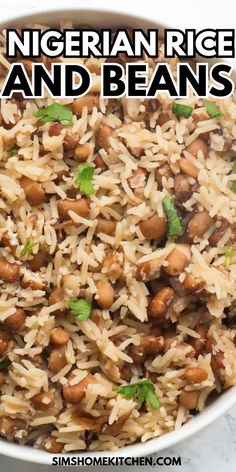 a bowl filled with rice and beans on top of a table