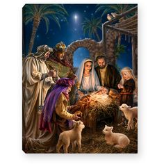 the birth of jesus is depicted in this garden flag