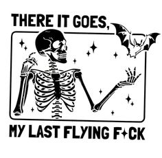 there it goes, my last flying f k skeleton with bat and stars in the background