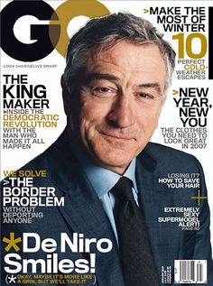 a man in a suit and tie on the cover of a magazine with an ad for gq