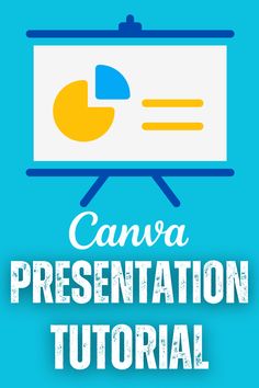 a flat screen tv with the words canva presentation and an image of a pie on it