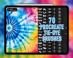 tie - dye brushes with the words 70 procreate tie - dye brushes on it