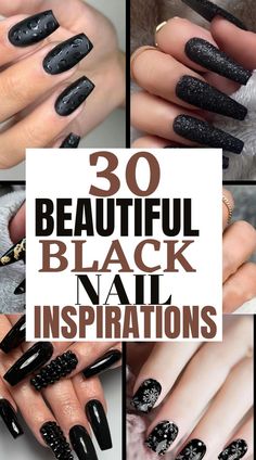 try these beautiful and gorgeous black nail inspiration for your next idea. These nails are pretty, and great. Come try these black nail inspiration for any occasion. Black nail inspirational and Designs for any event. Black nail inspiration. Black nail inspiration Black Nail Inspo, Black Nails