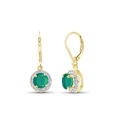 JewelersClub 1 Carat T.G.W. Emerald and White Diamond Accent 14kt Gold Over Silver Halo Earrings, Women's Halo Earrings, Breathtaking Beauty, Emerald Jewelry, Birthday Girl, 14kt Gold, 1 Carat, Buy 1, White Diamond, Timeless Style