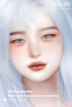 an animated image of a woman with white hair and blue eyes is featured in the moon magazine