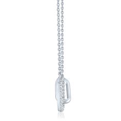 This sparkling diamond accent paperclip connection pendant features 20 round brilliant cut diamonds, creating an eye-catching piece that is sure to draw attention. The sterling silver design is further enhanced by its sliding bale and 18-inch cable chain for maximum shine. | Diamon Accent Paperclip Connection Pendant Necklace | Sterling Silver | White | Size 18" | Helzberg Diamonds Diamond Accessories, Helzberg Diamonds, Silver Design, Sparkling Diamond, Detail Shop, Stone Cuts, Necklace Sterling Silver, Sparkle Diamonds, Round Brilliant Cut Diamond