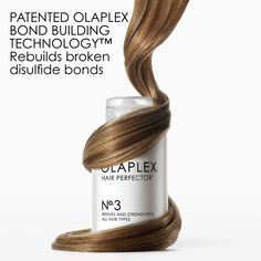 A treatment, not a conditioner, that reduces breakage and visibly strengthens hair, improving its look and feel.  Key benefits: Repairs damaged and compromised hair  Strengthens and protects hair structure Restores healthy appearance and texture Suitable and beneficial to all hair types.   Paraben-Free Sulfate-Free Phthalate-Free Cruelty-Free Vegan Sizes available: 3 oz. **OLAPLEX products are thoroughly tested in-house and by independent third-party laboratories for safety and efficacy. This product testing includes the industry standard Human Repeat Insult Patch Test (HRIPT), which tests for skin irritation or sensitivity. All of OLAPLEX products passed the HRIPT, meaning the products show no signs of causing irritation, inflammation, or sensitivity. ** Olaplex No 3, Hair Structure, Towel Dry Hair, Hair Concerns, Toning Shampoo, Hair Help, Damaged Hair Repair, Brittle Hair, Ph Balance