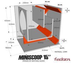 the miniscop is shown with measurements for it's interior and side walls