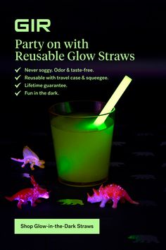 glow in the dark party on with reusable glow straws