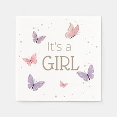 it's a girl card with pink butterflies