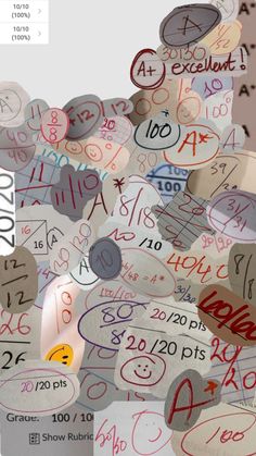 a bunch of different types of stickers on a white background with words and numbers