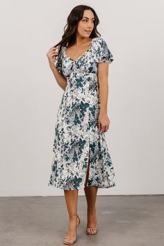 Cadence Midi Dress | Jade Floral - Baltic Born Classy Modest Dresses, 34c Size, Baltic Born, Midi Wrap Dress, Dress Dusty, Satin Midi Dress, Green Midi Dress, Lace Midi Dress, Blue Midi Dress