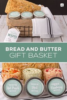 the bread and butter gift basket is on display