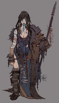 Shaman Design Character, Shaman Outfit Character Design, Shaman Concept Art, Dnd Barbarian Woman, Shaman Illustration, Dnd Character Design Inspiration, Shaman Character Design, Jakub Rebelka, Druid Character Design