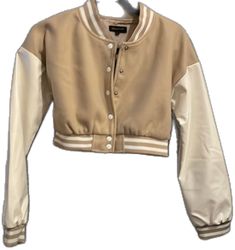 Cream Long Sleeve Varsity Jacket For Fall, Trendy Cream Cropped Jacket For Fall, Trendy White Varsity Jacket For Spring, Trendy White Cropped Jacket For Fall, Green Varsity Jacket, Vintage Varsity Jacket, Black Button Up Shirt, Team Jackets, Burgundy Jacket