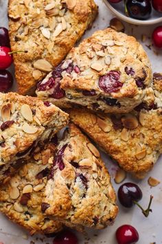 fresh fruit scones with almonds and cherries