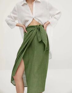 Lasaky - Single-Slit Design Midi Skirt Maxi Dresses Fall, Work Skirts, Split Skirt, Half Skirt, Sophisticated Dress, Floor Length Gown, Mid Length Skirts, Skirts Online, Linen Skirt