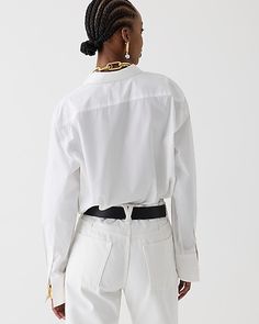 J.Crew: Garçon Classic Shirt In Cotton Poplin For Women Minimalist Academia, Preppy Office, Women Shirt Top, White Minimalist, New Pant, Oversized Style, Linen Shop, Menswear Inspired, Shirt Button