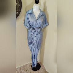 Light Blue Womens Ruched Shirt Dress, Button Down Satin Wrap Dresses Women Button Down Ruched Shirt Dress, Short Sleeve Women Satin Shirt Dress, Made Of Silky Polyester Fabric,High-End And Comfortable, Which Can Be Matched With Any Jewelry, Bags And High Heels You Like, Elegant And Atmospheric Women Belted Wrap Long Dress, The Waistband Shows The Perfect Curve Of The Woman, Sexy And Charming, Suitable For Daily Wear Always Happy To Send More Measurements Fitted Blue Shirt Dress With Button Closure, Blue Fitted Shirt Dress With Button Closure, Blue Button-up Dress For Night Out, Light Blue Button-up Shirt Dress With Buttons, Date Night Shirt Dress With Short Sleeves And Buttons, Light Blue Button-up Dress With Button Closure, Blue Shirt Dress With Buttons For Dress Down Occasions, Blue Shirt Dress With Buttons For Dress Down, Blue Shirt Dress With Buttons For Casual Wear