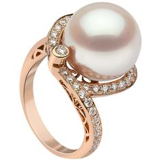 Yoko London South Sea Pearl and Diamond Ring in 18 Karat Rose Gold For Sale at 1stDibs | the pearl of london ring, rose gold pearl wedding ring Spring Jewelry Trends, Pearl Wedding Ring, Gold Vans, Gold Link Necklace, Rose Gold Pearl, Gold For Sale, Gorgeous Ring