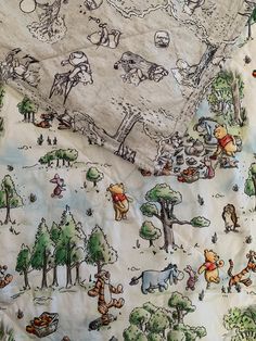 the winnie the pooh fabric has been drawn on to it's back side