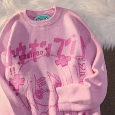 Kawaii Sweater, Harajuku Anime, Anime Streetwear, Japanese Harajuku, Pull Oversize, Loose Knit Sweaters, Sweater Oversize, Loose Pullover, Anime Hoodie