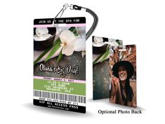 a luggage tag with an image of a woman in a hat and flowers on it