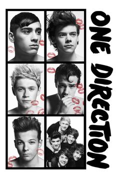 one direction poster with four pictures of the same person