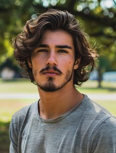 Face Shape Hairstyles Men, Mens Mid Length Hairstyles, Wavy Or Curly Hair, Long Curly Hair Men, Color Tips, Hairstyle Men, Men's Hairstyle