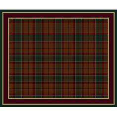 a brown and green plaid area rug with a black border on the bottom, in front of