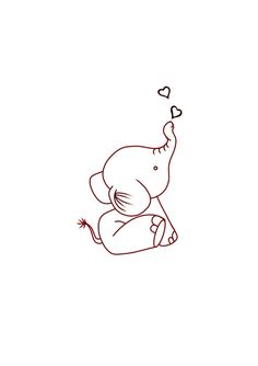 an elephant is sitting on its back with hearts in the air