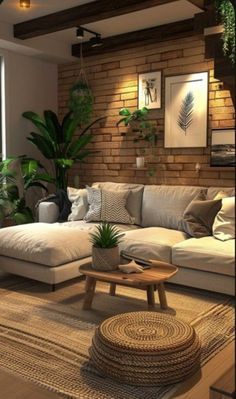 a living room filled with lots of furniture and plants