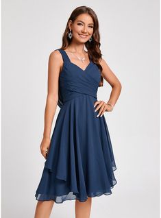 JJ's House Chiffon V-Neck Fall Spring Summer Winter A-line General Plus Back Zip Simple Minimalist Navy Blue Height:5.8ft（176cm） Bust:33in（84cm）Waist:26in（66cm）Hips:36in（91cm） Knee-Length Blue Model Name:Ulia  Height:5.7ft（172cm）  Bust:45in（114cm）  Waist:35in（89cm）. #JJ's House #Chiffon #VNeck #Fall #Spring #Summer #Winter #Aline #General #Plus #BackZip #Simple #Minimalist #NavyBlue #KneeLength #Blue Empire Waist Dress Prom, Anniversary Dresses, Knee Length Dresses Formal, V Neck Black Dress, Anniversary Dress, Petite Midi Dress, Chiffon Cocktail Dress, Chiffon Midi Dress, Empire Waist Dress