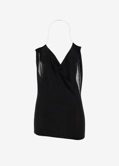 Black Halter Neck Top With Built-in Bra, Stretch Halter Neck Tank Top For Evening, Sleeveless Seamless Halter Top For Night Out, Black Seamless Tank Halter Top, Seamless Sleeveless Halter Top For Night Out, Chic Seamless Halter Camisole Top, Chic Seamless Camisole Halter Top, Stretch Halter Neck Top For Evening, Black Cowl Neck Top For Night Out