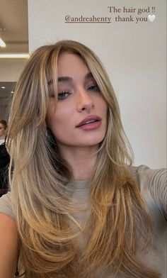 Blonde Balayage With Layers And Curtain Bangs, Curtain Bang Face Framing Layers, Long Later With Curtain Bangs, Bronde Layered Hair, Layers And Curtain Bangs For Long Hair, Cheekbone Length Curtain Bangs, Wispy Long Curtain Bangs, Layers On Thinner Hair, Whispy Curtains Bangs With Layers